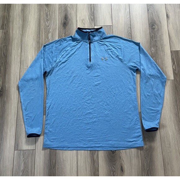 Under Armour Run Jacket 1/4 Zip Fitted AllSeasonGear Athletic Blue Mens Sz XL - Picture 1 of 10